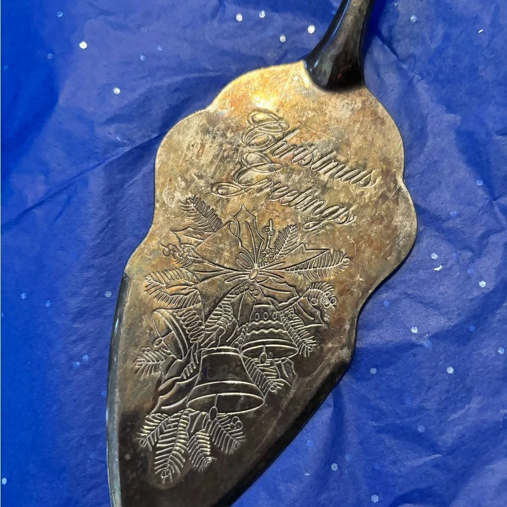 Vintage Silver-plated “Christmas Greetings” Serving Trowel